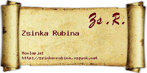 Zsinka Rubina névjegykártya